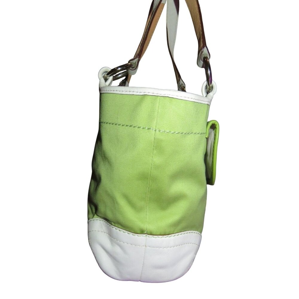 Coach 2006 Vintage Y2K Green & White Soho Twill & Leather Mini Tote - Picture 3 of 14